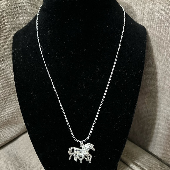 Silver Mother and Child Horse Necklace - Picture 2 of 5